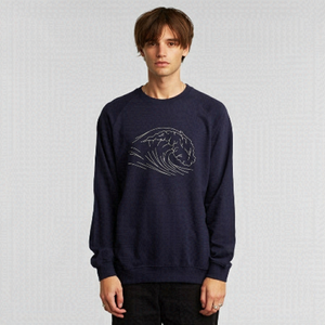 EMBRACE by Dedicated Crewneck Sweatshirt Malmoe Stitched Wave • Navy • S Small